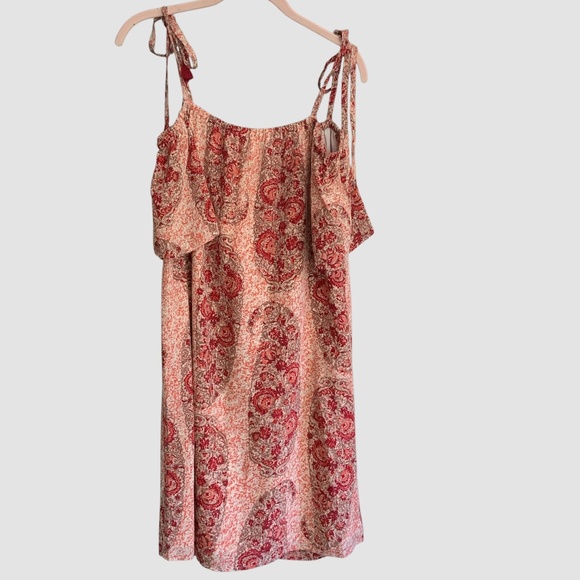 Madewell NWT Watercolor Paisley Silk Cold Shoulder Tie Shoulder Dress SZ M - Picture 10 of 15